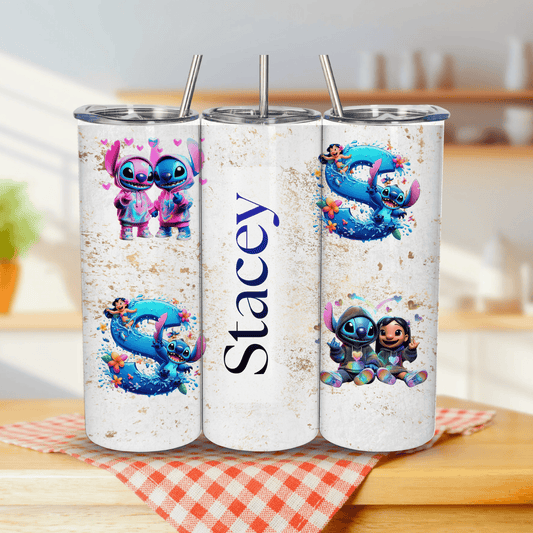 Personalised 20oz stainless steel tumbler with custom photo and name design – Elysian Infused