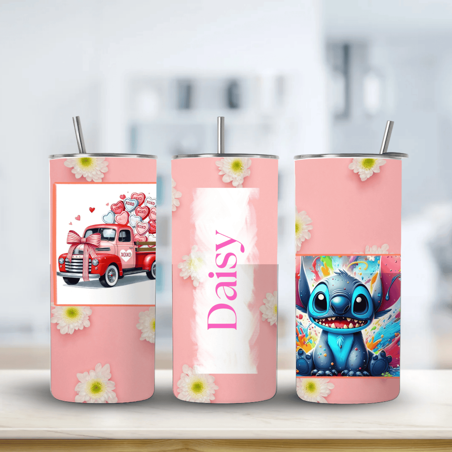 Custom 12oz tumbler with 2 photo personalisation and name – perfect personalised gift
