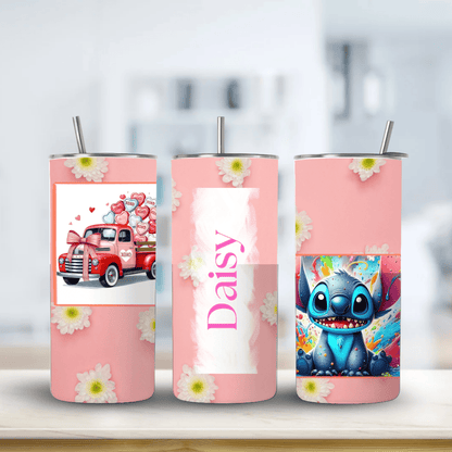 Custom 12oz tumbler with 2 photo personalisation and name – perfect personalised gift