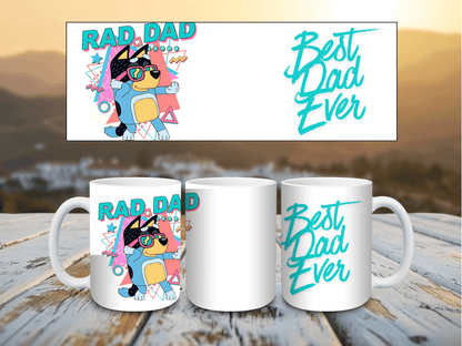 An example of the Personalised 15oz ceramic mug with custom photo and message, glossy white finish – side/front view