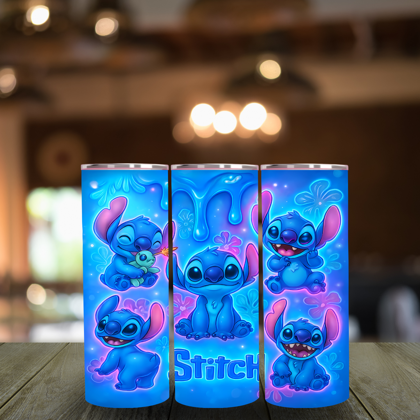 Stitch character design 20oz skinny tumbler wrap