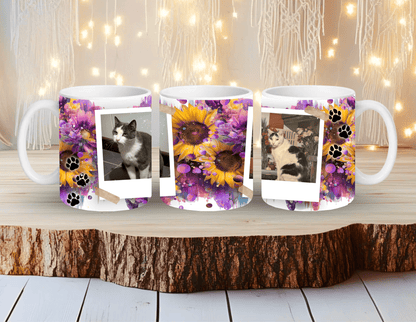 Personalised pet photo mug with custom dog/cat print on white ceramic
