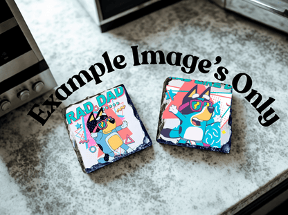 Personalised Photo Slate Coaster 9cm x 9cm - Custom Printed Natural Slate - Elysian Infused