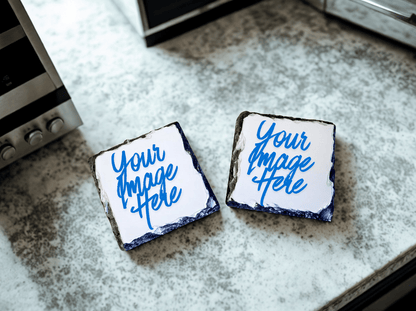 Personalised Photo Slate Coaster 9x9cm - Natural Slate Custom Photo Gift - Elysian Infused