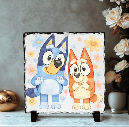 19cm x 19cm personalised photo slate gift with stands included
